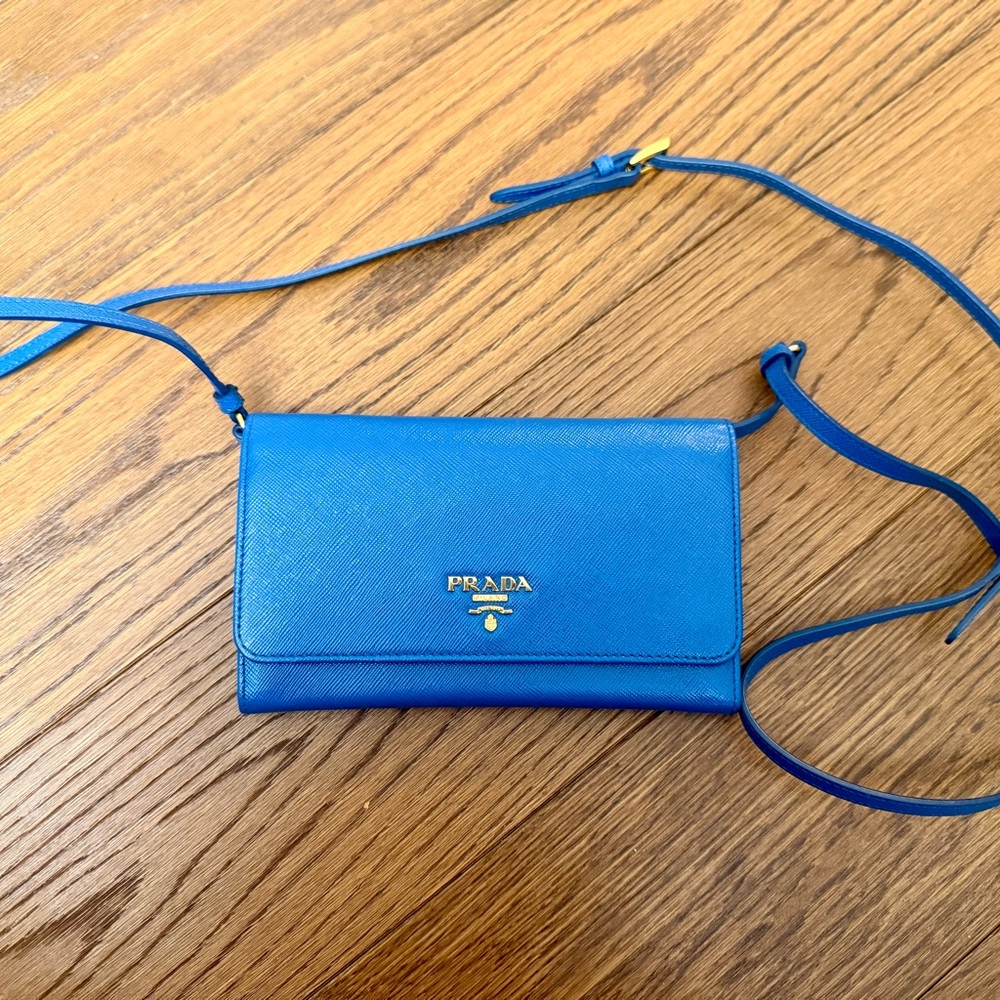 Prada Saffiano Wallet on Strap Crossbody Bag